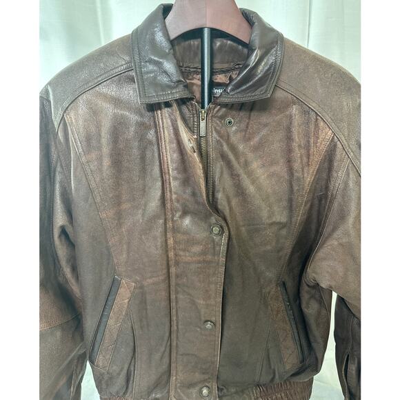 Wilsons Leather Adventure Bound Chocolate Brown Bomber Coat Jacket Size Medium - Picture 5 of 8